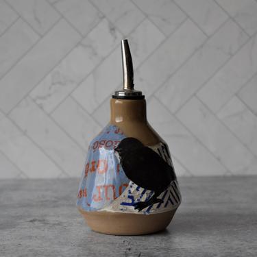 Ceramic cruet, pottery olive oil dispenser, Bird oil bottle, handmade ceramics 