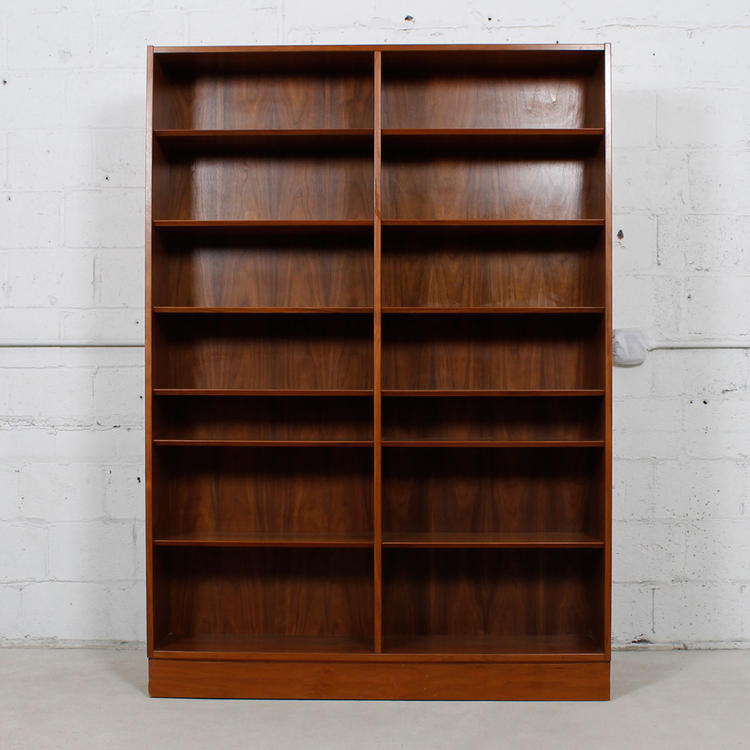 Danish Modern Walnut Tall Adjustable Shelf Bookcase
