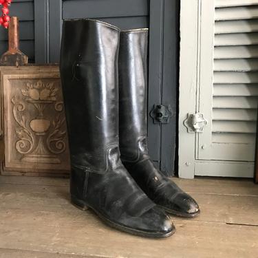 Black Riding Boots, Vintage, Antique 