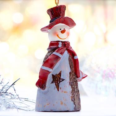 VINTAGE: Snowman Bell Ornament - Holiday, Christmas, Xmas - SKU 30-410-00033024 