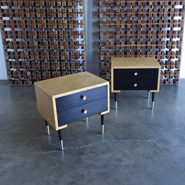 Pair of Cork Nightstands by Paul Frankl for Johnson Furniture Co. circa 1950