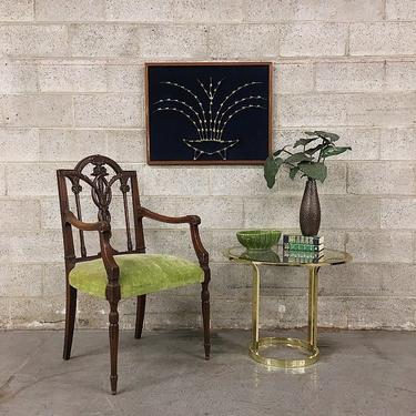 Vintage Wood Chair Retro 1960's Carved Wood with Lime Green Velvet Seat Dining Room Chair LOCAL PICKUP ONLY 