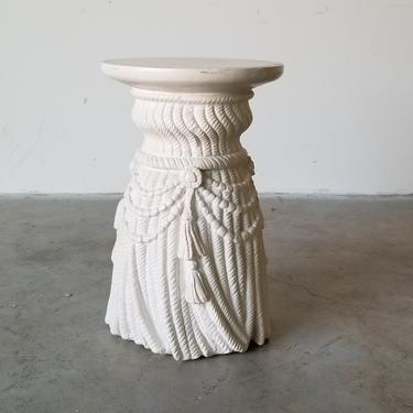 Vintage Sculptural Draped Tassel Plaster Side Table 