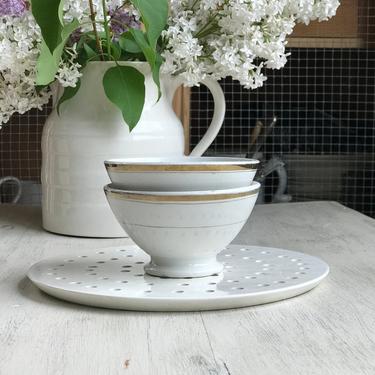 Lovely set of 2 vintage French ironstone cafe au lait bowl 