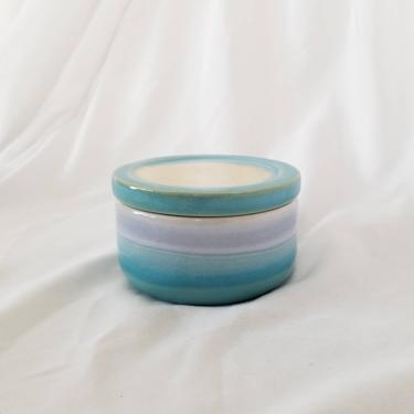 Vintage Glazed Ceramic Jar / Covered Powder Jar / Salt Cellar / Hand Made Pottery Jar / Multi Purpose Container with Lid / Small Storage Jar 