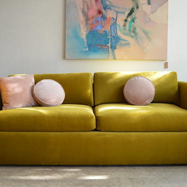 Olive Velvet Sofa