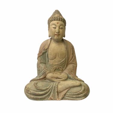 Chinese Rustic Wood Sitting Meditation Buddha Statue ws1524E 