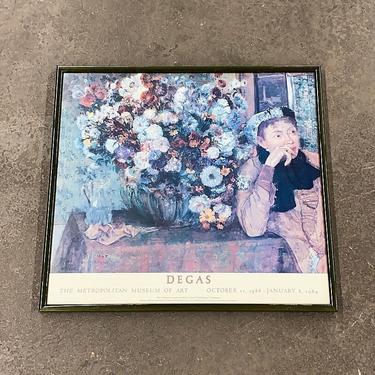 Vintage Degas Print 1980s Retro Size 32x34 Contemporary + A Woman Seated beside a Vase of Flowers + NY + The Met Museum + Reproduction Art 
