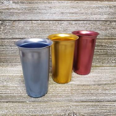 Vintage Zephyr Aluminum Cups, 1950s 1960s Mid Century Modern, Retro Colorful Anodized Metal Tumblers, Made in USA, Vintage Kitchen & Barware 