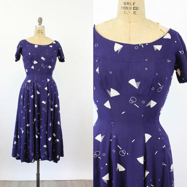 1950s OP ART novelty print linen princess dress xs | new spring 