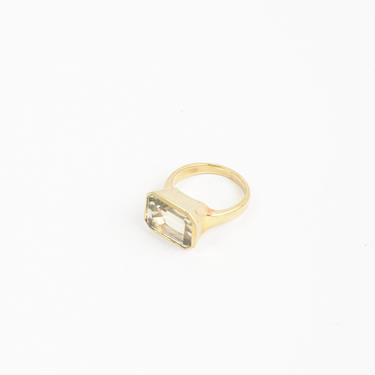 JACQUELINE ROSE Gold Plated + Green Amethyst Deco Ring