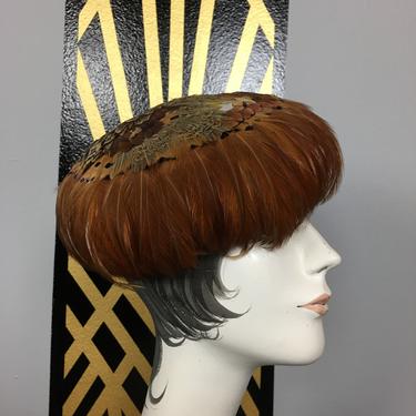 brown fur hat vintage headpiece mid century avant-garde style fur bow 50s hat fascinator 1950s headband mrs maisel style millinery
