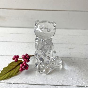 Vintage Lenox Full Lead Crystal Cat with Bow Tie | Cat Collectible, Cat House Decor, Cat Mantle Decor, Cat Lover Gift, Crystal Cat 