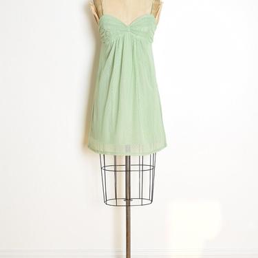 vintage Y2K dress Betsey Johnson mint green mesh babydoll micro mini S M clothing 
