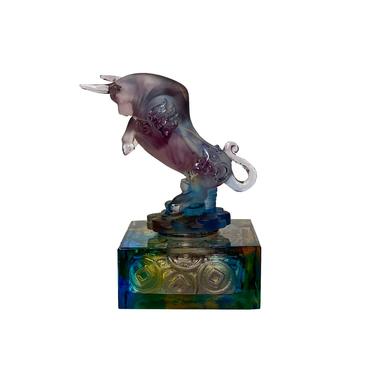 Crystal Glass Liuli Pate-de-verre Multicolor Bull Display Figure ws1294E 