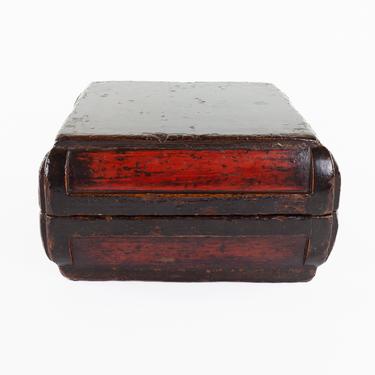 Antiqued Red Lacquer Trinket Box 