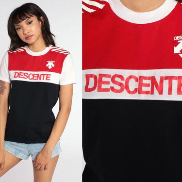 Descente Racing Jersey Shirt Cycling Jersey Bike Shirt 80s Bicycle Jersey Retro Sports Pullover 1980s Vintage Red Black White Small 