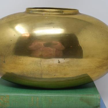 Vintage Brass Oval Vase 