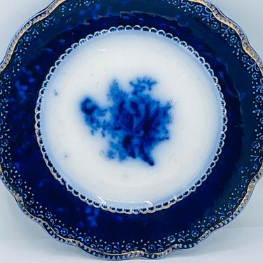 Flow Blue, Transferware, made in England, 1800s, blue and white china, Wood and Son 6" Bread Plate 
