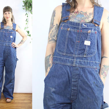 Vintage 60's 70's Big Mac Denim Overalls / 1960's Denim Workwear Overalls / Union Made USA / Women's Size Large - XL by Ru