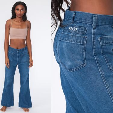 Bell Bottoms Jeans 70s Denim Jeans Flared Pants High Waisted Boho High Rise 1970s Vintage Hipster Blue Jean Medium 30 