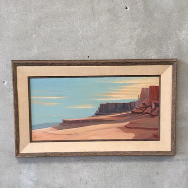 Mid Century Modern Signed Desert Painting by Bruce Lubo