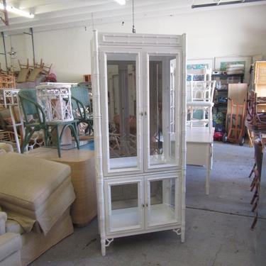 Faux Bamboo Painted China Cabinet