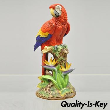Andrea Sadek Ceramic 13" Red Scarlet Macaw Parrot Figurine Statue