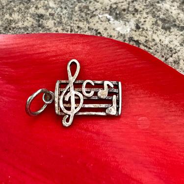 Vintage Sterling Silver Charm Music Staff Score Musical Notes 925 Treble Clef 