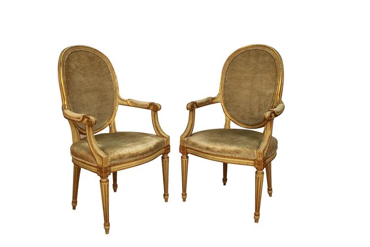 Pair John Widdicomb French Provincial Louis Xvi Style Arm Chairs 