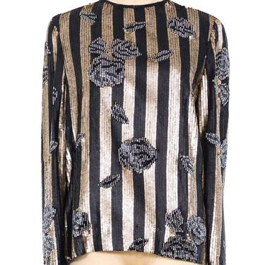 Bill Blass Sequin Embellished Striped Top