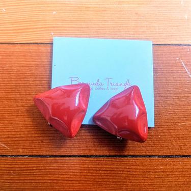 Vintage Red Clip-on Earrings by BTvintageclothes