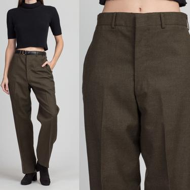 Vintage Olive Wool Men's Army Trousers - 31&quot; Waist | 80s Green Military Issue High Waist Pants 