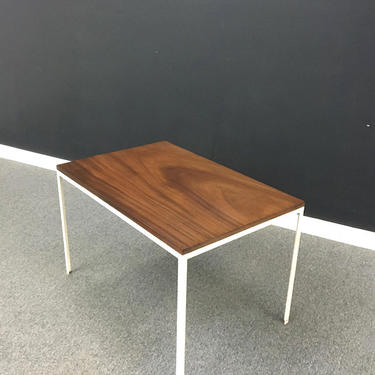 Mid Century Modern Old Growth Walnut Accent Table with Metal Frame 