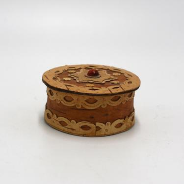 vintage birch bark trinket box 