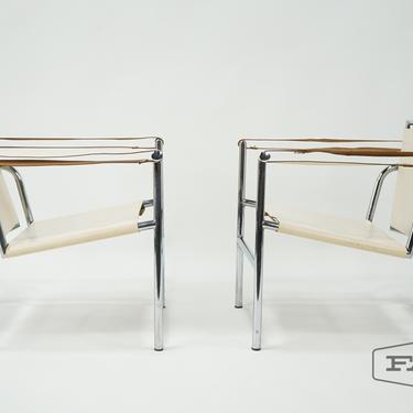 Pair of Le Corbusier LC1 Chrome and Leather Chairs