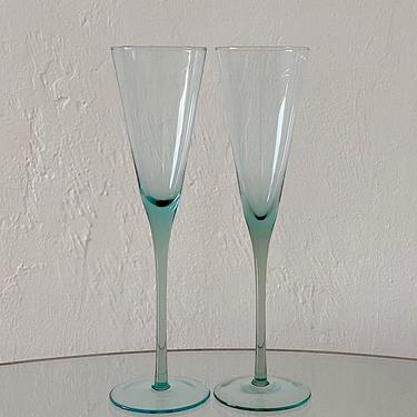 Green Champagne Glass Flutes