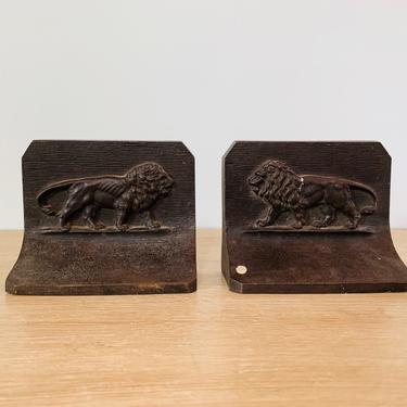 Vintage Bradley and Hubbard B&H B and H Lion Bookends 