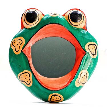 VINTAGE: Wooden Frog Wall Mirror - Animal Mirror - Kids Room - SKU 22-A-00031468 
