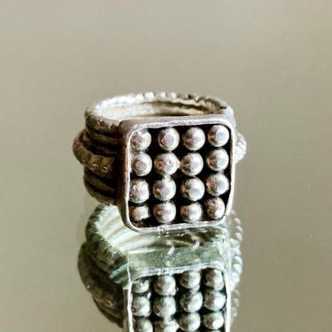 Antique Vintage Bedouin Heavy Silver Ring Sz 5.75 16.6g Tribal Boho Geometric 