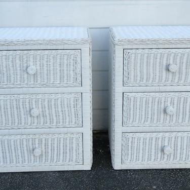 Painted Bamboo Hollywood Regency Pair of Nightstands Side End Tables 1892