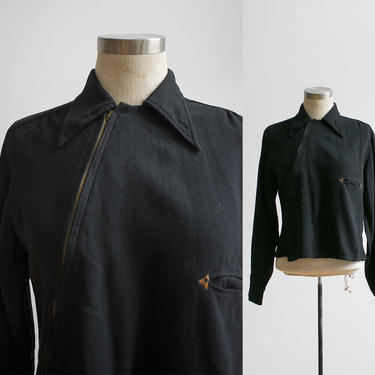 1940s Wool Coat / Cropped Wool Coat / Black Cropped Coat / Black Cropped Jacket / 1940s Jacket Small 