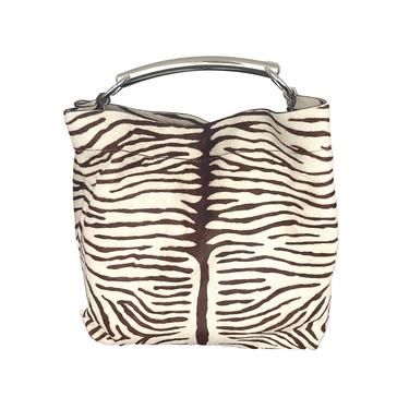 Prada Zebra Metal Handle Shoulder Bag