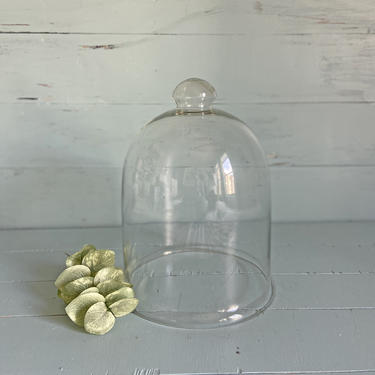 Vintage Glass Bell Dome Cloche (H-13&quot;, W-9&quot;) | Apothecary Globe Cover, Dome Cover | Collectibles Antiques Showcase | Decorative Display Case 