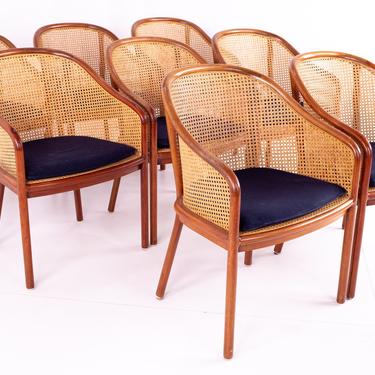 Ward Bennett for Brickell Associates Mid Century Caned Cherry Occasional Dining Chairs - Set of 8 - mcm 