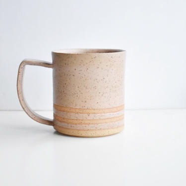 Pink Blush Simple Stripes and Speckled Stoneware Mug 