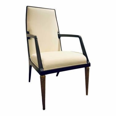 Jean Louis Denoit for Baker White Leather Jasper Arm Chair