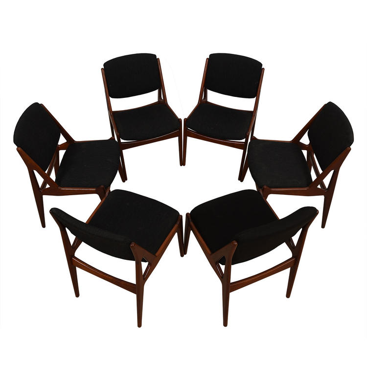 Arne Vodder Set of 6 Pivot Back Dining Chairs