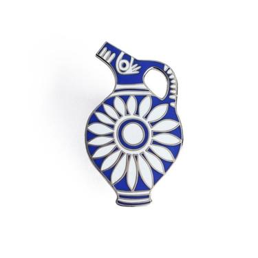 Kamares Ware - Blue Enamel Pin - Pottery Ancient Greece Archeology Lapel Pin // Hard Enamel Pin, Cloisonn, Pin Badge 