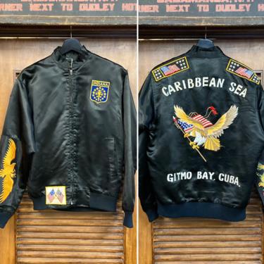 Vintage 1960’s Military Tour Satin Souvenir Embroidered Jacket, 60’s Military Jacket, 60’s Bomber, Vintage Patches, Vintage Clothing 
